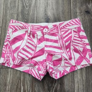 Lilly Pulitzer Pink White Yacht Sea Walsh Sailboat Print Shorts 0